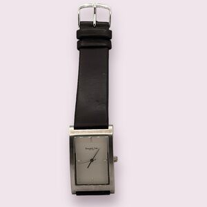 Kenneth Cole New York KC1024 Curved Glass Silver Dial Black Strap Watch